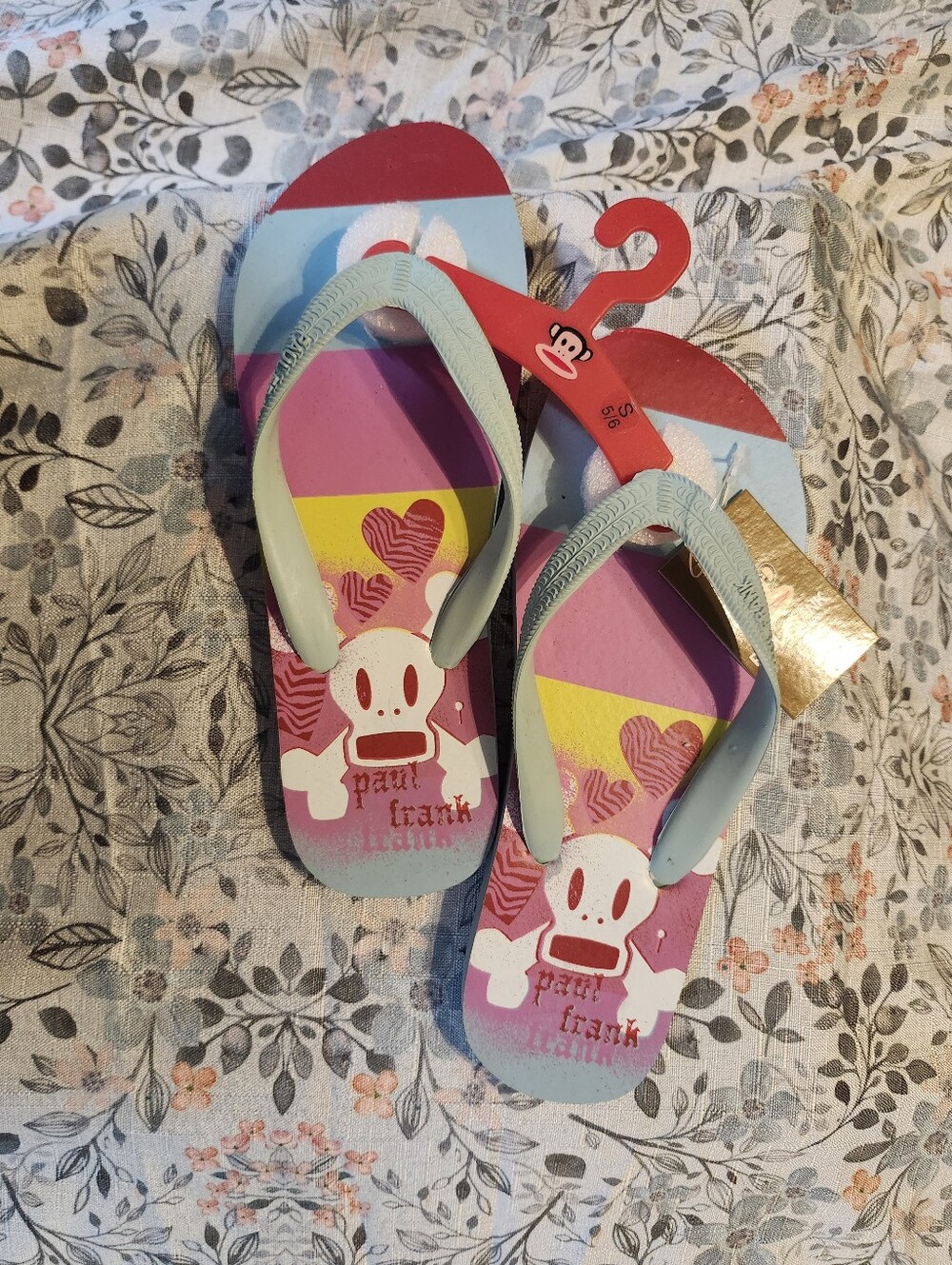 Paul Frank Pink, Aqua & Yellow Women's Flip Flop Sandals